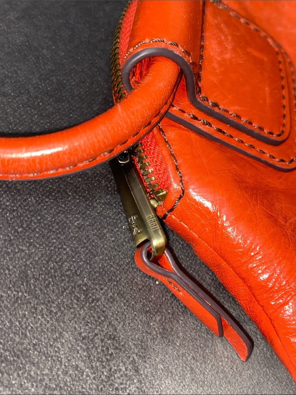 HOBO Orange Leather Ring-Handle Wristlet - Picture 3 of 9